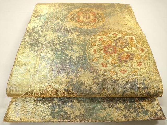 平和屋着物▼六通柄袋帯　正倉院鳳凰花文　金糸　引箔　正絹　逸品　未使用　DABG5249fe