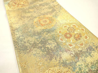 平和屋着物▼六通柄袋帯　正倉院鳳凰花文　金糸　引箔　正絹　逸品　未使用　DABG5249fe