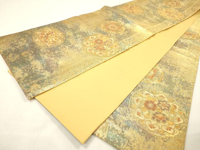 平和屋着物▼六通柄袋帯　正倉院鳳凰花文　金糸　引箔　正絹　逸品　未使用　DABG5249fe