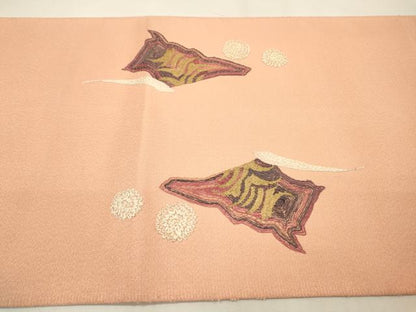 平和屋着物▼太鼓柄袋帯　作家物　総刺繍　幾何学　正絹　逸品　DABG5274fe