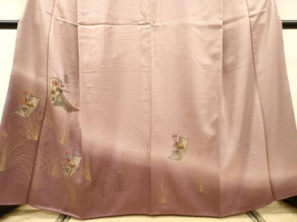 平和屋着物▼中国三大刺繍　スワトウ刺繍　汕頭刺繍　総刺繍　訪問着　短冊花文　暈し染　金彩　正絹　逸品　DABG5317fe