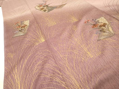 平和屋着物▼中国三大刺繍　スワトウ刺繍　汕頭刺繍　総刺繍　訪問着　短冊花文　暈し染　金彩　正絹　逸品　DABG5317fe