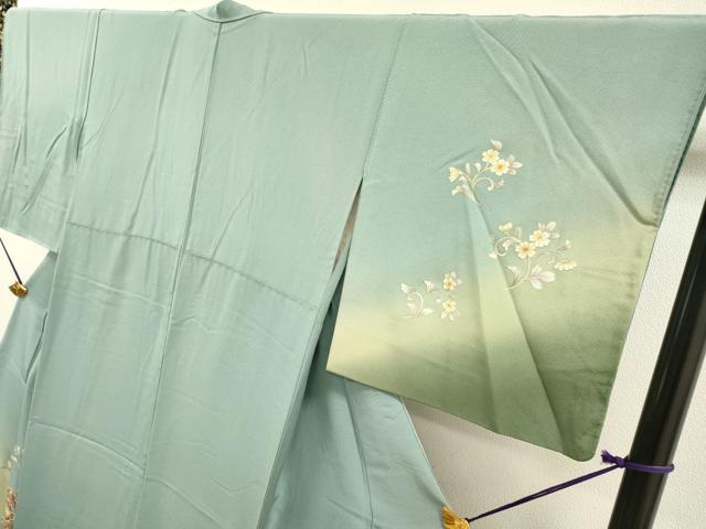 平和屋着物▼訪問着　刺繍　正倉院更紗花唐草文　暈し染　金糸　正絹　逸品　DABG5321fe