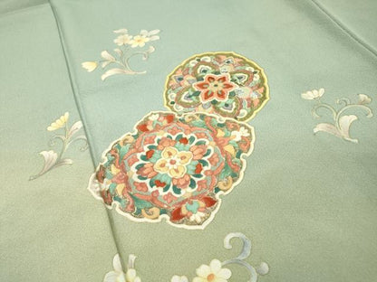 平和屋着物▼訪問着　刺繍　正倉院更紗花唐草文　暈し染　金糸　正絹　逸品　DABG5321fe
