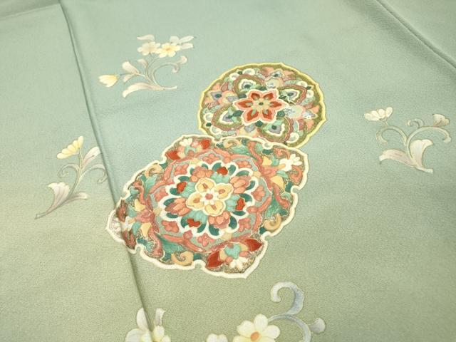 平和屋着物▼訪問着　刺繍　正倉院更紗花唐草文　暈し染　金糸　正絹　逸品　DABG5321fe