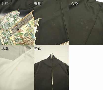 平和屋着物▼豪華黒留袖　螺鈿　誰が袖花文　暈し染　金銀彩　正絹　逸品　DABG5323fe