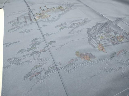 平和屋着物▼中国三大刺繍　スワトウ刺繍　汕頭刺繍　総刺繍　訪問着　人物風景　正絹　逸品　未使用　DABG5325fe