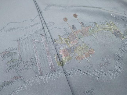 平和屋着物▼中国三大刺繍　スワトウ刺繍　汕頭刺繍　総刺繍　訪問着　人物風景　正絹　逸品　未使用　DABG5325fe