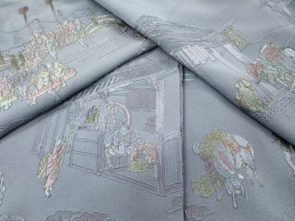 平和屋着物▼中国三大刺繍　スワトウ刺繍　汕頭刺繍　総刺繍　訪問着　人物風景　正絹　逸品　未使用　DABG5325fe