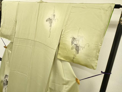 平和屋着物▼訪問着　手描き　葡萄蔦の葉文　暈し染　正絹　逸品　未使用　DABG5326fe
