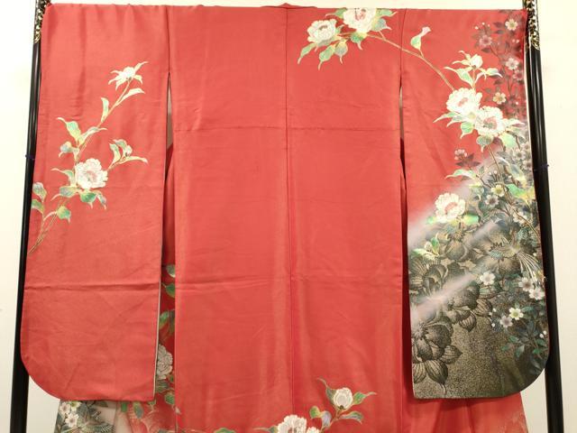 平和屋着物▼豪華振袖　花鳥文　暈し染　金銀彩　金通し地　正絹　逸品　DABG5327fe