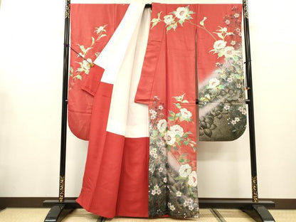 平和屋着物▼豪華振袖　花鳥文　暈し染　金銀彩　金通し地　正絹　逸品　DABG5327fe