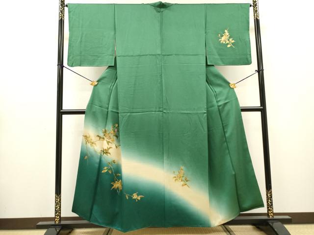平和屋着物▼訪問着　螺鈿　手描き　枝花　暈し染　金彩　正絹　逸品　DABG5332fe
