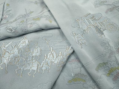 平和屋着物▼中国三大刺繍　スワトウ刺繍　汕頭刺繍　総刺繍　訪問着　人物風景　金糸　正絹　逸品　未使用　DABG5335fe