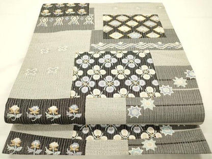 平和屋着物▽極上　中国三大刺繍　相良刺繍　総刺繍　袋帯　スリーシーズン　春夏秋　色紙花文　金銀糸　正絹　逸品　DABG5365fe