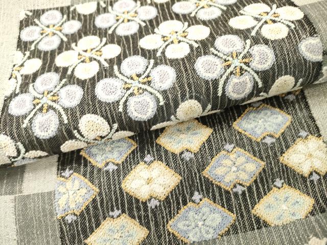 平和屋着物▽極上　中国三大刺繍　相良刺繍　総刺繍　袋帯　スリーシーズン　春夏秋　色紙花文　金銀糸　正絹　逸品　DABG5365fe