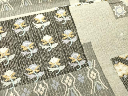 平和屋着物▽極上　中国三大刺繍　相良刺繍　総刺繍　袋帯　スリーシーズン　春夏秋　色紙花文　金銀糸　正絹　逸品　DABG5365fe