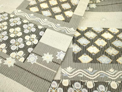 平和屋着物▽極上　中国三大刺繍　相良刺繍　総刺繍　袋帯　スリーシーズン　春夏秋　色紙花文　金銀糸　正絹　逸品　DABG5365fe