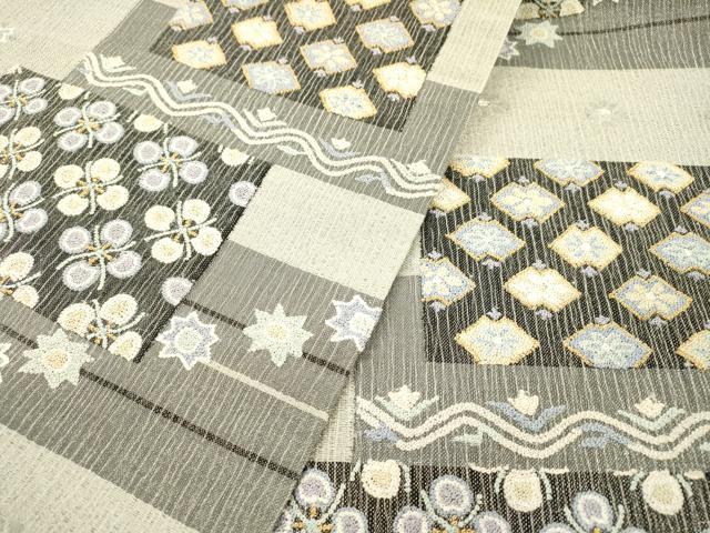 平和屋着物▽極上　中国三大刺繍　相良刺繍　総刺繍　袋帯　スリーシーズン　春夏秋　色紙花文　金銀糸　正絹　逸品　DABG5365fe