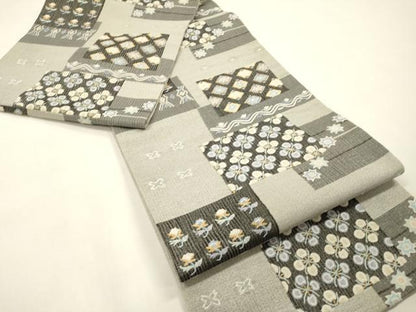平和屋着物▽極上　中国三大刺繍　相良刺繍　総刺繍　袋帯　スリーシーズン　春夏秋　色紙花文　金銀糸　正絹　逸品　DABG5365fe