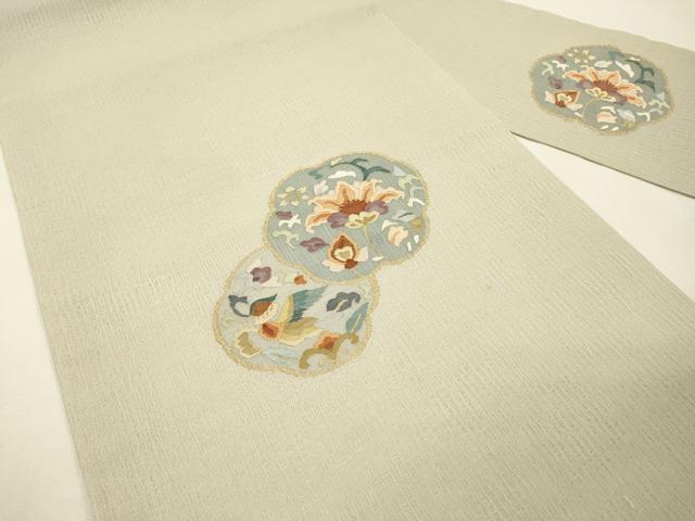平和屋着物＊夏物 明綴れ 九寸名古屋帯 飛鳥更紗花唐草文 金糸 正絹 逸品 DABG5371fe