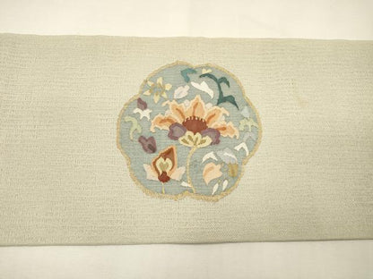 平和屋着物＊夏物 明綴れ 九寸名古屋帯 飛鳥更紗花唐草文 金糸 正絹 逸品 DABG5371fe