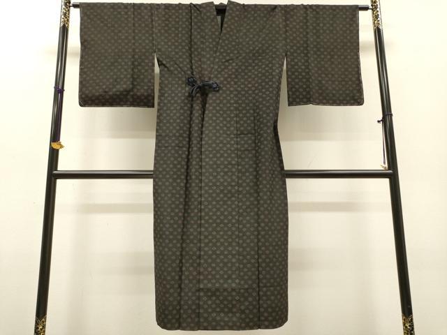 平和屋着物▽道中着　スリーシーズン　春夏秋　塵除け　印伝　舞花　ロング丈　正絹　逸品　未使用　DABG5496fe