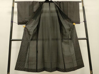 平和屋着物▽道中着　スリーシーズン　春夏秋　塵除け　印伝　舞花　ロング丈　正絹　逸品　未使用　DABG5496fe