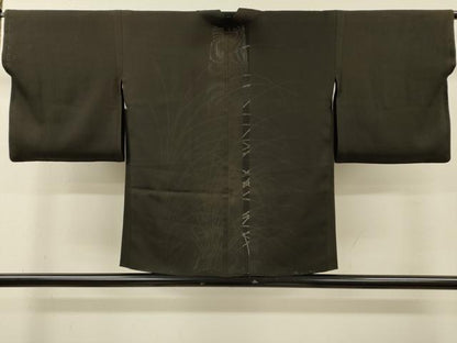 平和屋着物▽羽織　スリーシーズン　春夏秋　塵除け　無双　絽袷　絽×絽　芝文　黒地　正絹　逸品　DABG5497fe