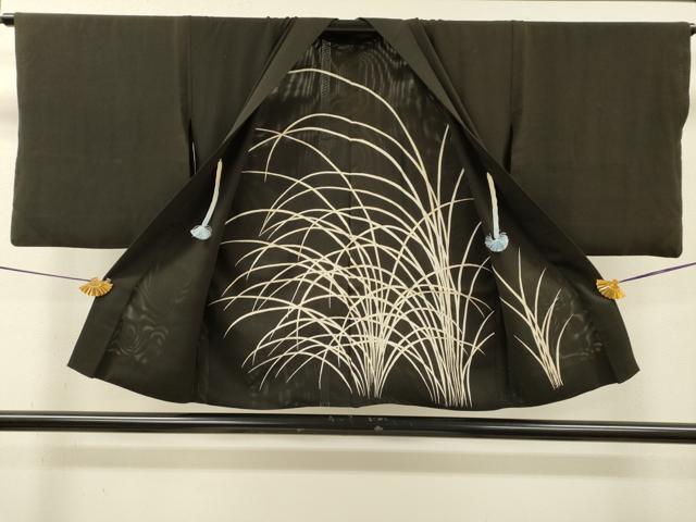 平和屋着物▽羽織　スリーシーズン　春夏秋　塵除け　無双　絽袷　絽×絽　芝文　黒地　正絹　逸品　DABG5497fe