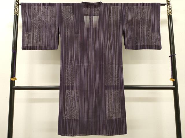 平和屋着物▽道行コート　スリーシーズン　春夏秋　塵除け　縞　ロング丈　正絹　逸品　DABG5499fe