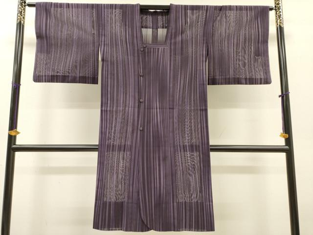 平和屋着物▽道行コート　スリーシーズン　春夏秋　塵除け　縞　ロング丈　正絹　逸品　DABG5499fe