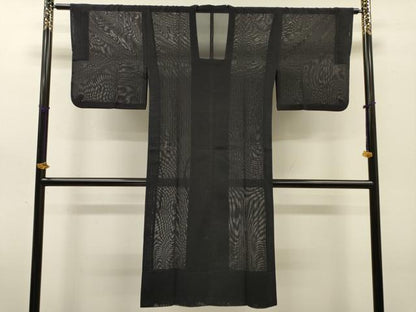 平和屋着物▽道行コート　スリーシーズン　春夏秋　塵除け　二重紗　格子　ロング丈　正絹　逸品　DABG5501fe