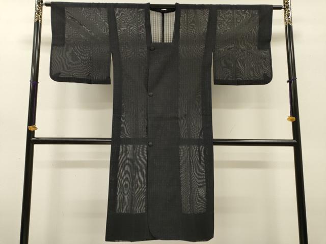 平和屋着物▽道行コート　スリーシーズン　春夏秋　塵除け　二重紗　格子　ロング丈　正絹　逸品　DABG5501fe