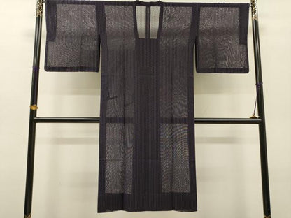 平和屋着物▽道行コート　スリーシーズン　春夏秋　塵除け　縞　ロング丈　未使用　DABG5502fe