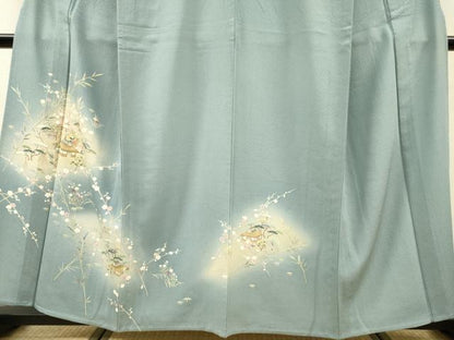 平和屋着物▽訪問着　単衣　刺繍　風景花松文　暈し染　金糸　正絹　逸品　DABG5508fe