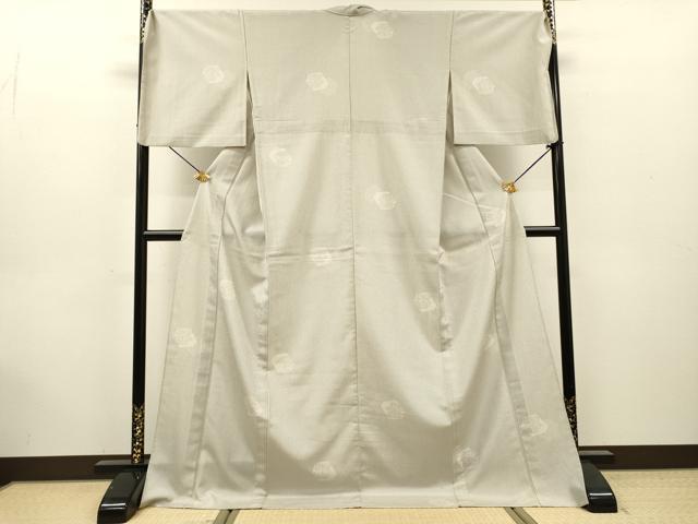 平和屋着物▽本塩沢　単衣　幾何学　ロング丈　正絹　逸品　DABG5509fe