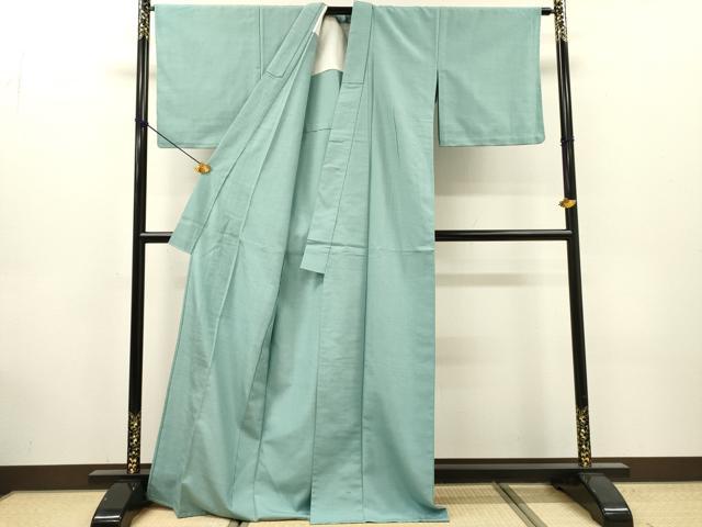 平和屋着物▽上質な紬　単衣　浅縹色　正絹　逸品　未使用　DABG5522fe