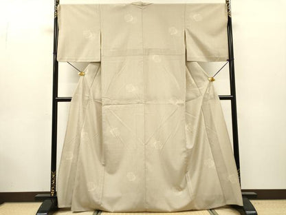 平和屋着物▽本塩沢　単衣　幾何学文様　正絹　逸品　DABG5525fe