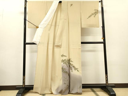 平和屋着物▽訪問着　単衣　笹竹文　暈し染　金彩　さが美扱い　正絹　逸品　DABG5526fe