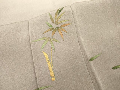 平和屋着物▽訪問着　単衣　笹竹文　暈し染　金彩　さが美扱い　正絹　逸品　DABG5526fe