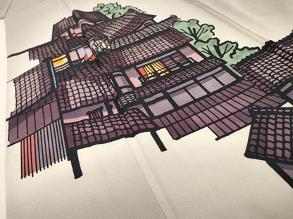 平和屋着物▽訪問着　単衣　作家物　風景文　暈し染　正絹　逸品　DABG5527fe