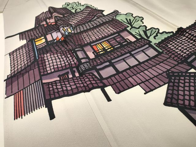 平和屋着物▽訪問着　単衣　作家物　風景文　暈し染　正絹　逸品　DABG5527fe