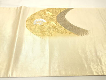 平和屋着物●西陣　川島織物　太鼓柄袋帯　駒刺繍　流水片輪車文　金彩　正絹　逸品　DABG5546fe