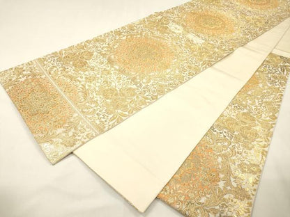 平和屋着物▼西陣　服部織物謹製　六通柄袋帯　オリエント更紗　金糸　正絹　逸品　DABG5575fe