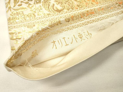 平和屋着物▼西陣　服部織物謹製　六通柄袋帯　オリエント更紗　金糸　正絹　逸品　DABG5575fe