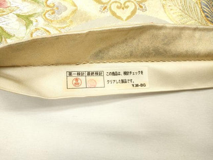 平和屋着物▼六通柄袋帯　唐織　彩華寿松文　金銀糸　正絹　逸品　DABG5588fe