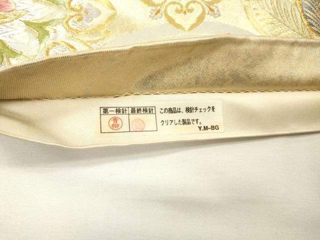 平和屋着物▼六通柄袋帯　唐織　彩華寿松文　金銀糸　正絹　逸品　DABG5588fe
