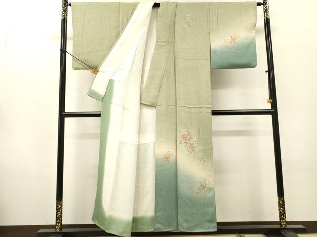 平和屋着物▼中国三大刺繍　スワトウ刺繍　汕頭刺繍　総刺繍　訪問着　草花　暈し染　正絹　逸品　DABG5639fe
