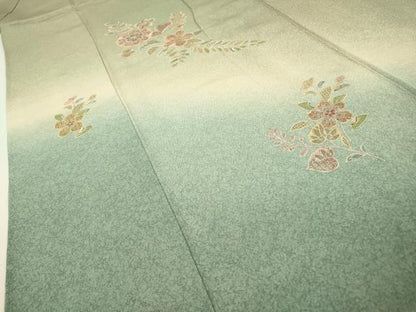 平和屋着物▼中国三大刺繍　スワトウ刺繍　汕頭刺繍　総刺繍　訪問着　草花　暈し染　正絹　逸品　DABG5639fe